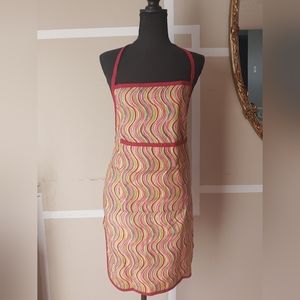 Handmade Apron Multi Color Red Trim